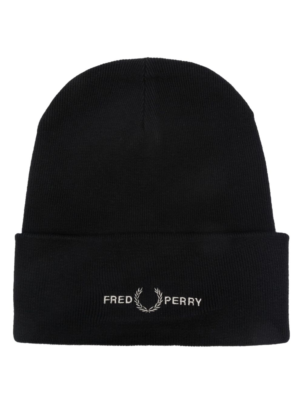 Fred Perry logo刺绣针织套头帽 - 黑色