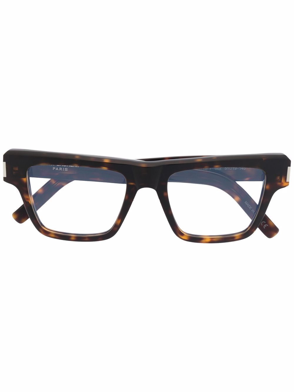 Saint Laurent Eyewear 圣罗兰眼镜系列 圣罗兰 玳瑁纹方框眼镜 - 褐色