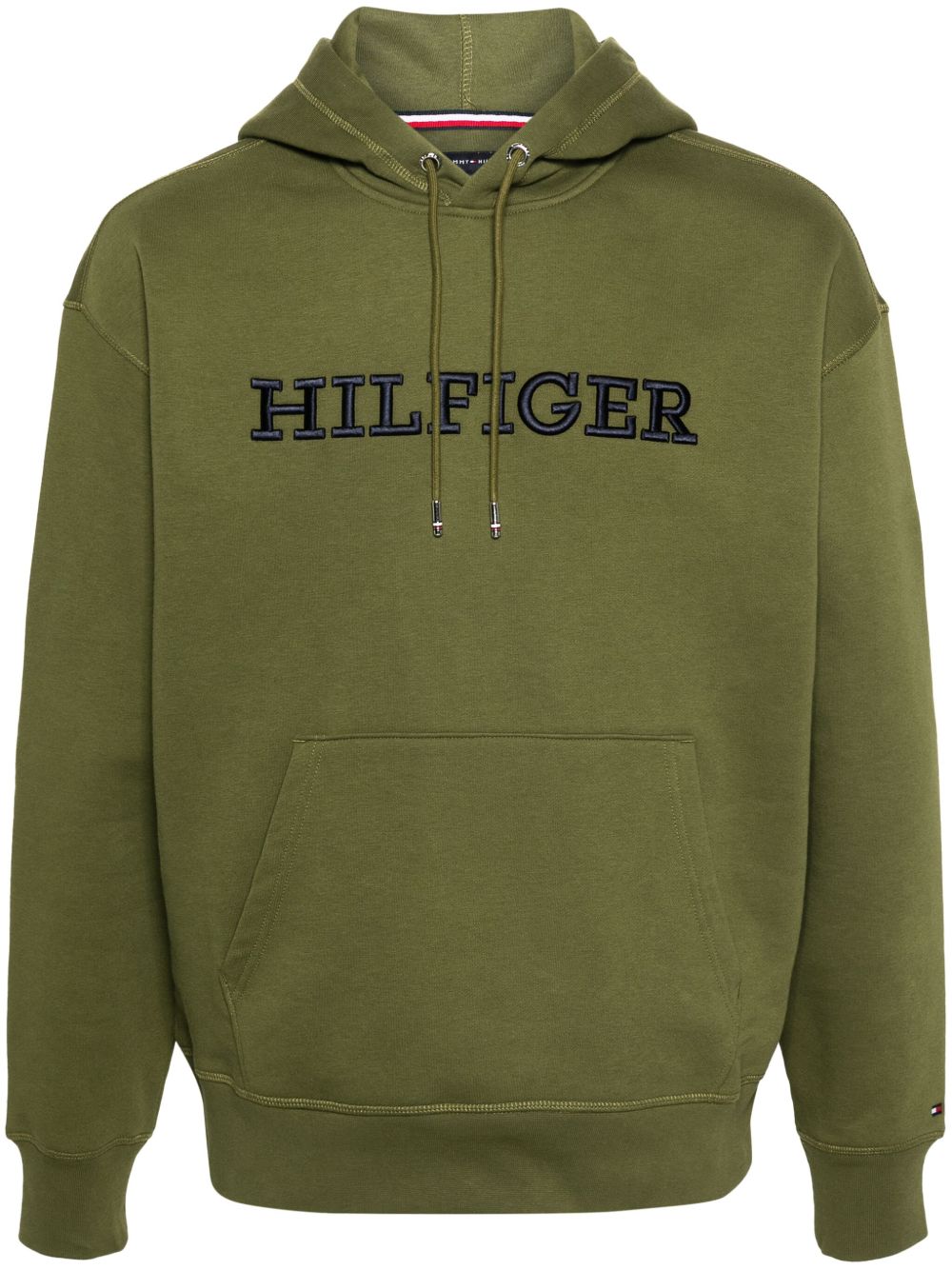Tommy Hilfiger logo刺绣连帽衫 - 绿色