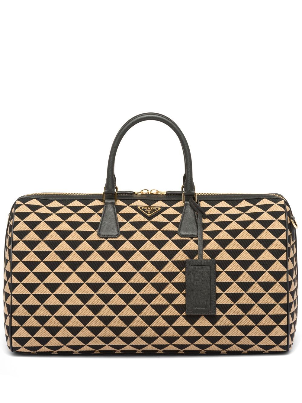 Prada Symbole 刺绣面料旅行包 - 黑色