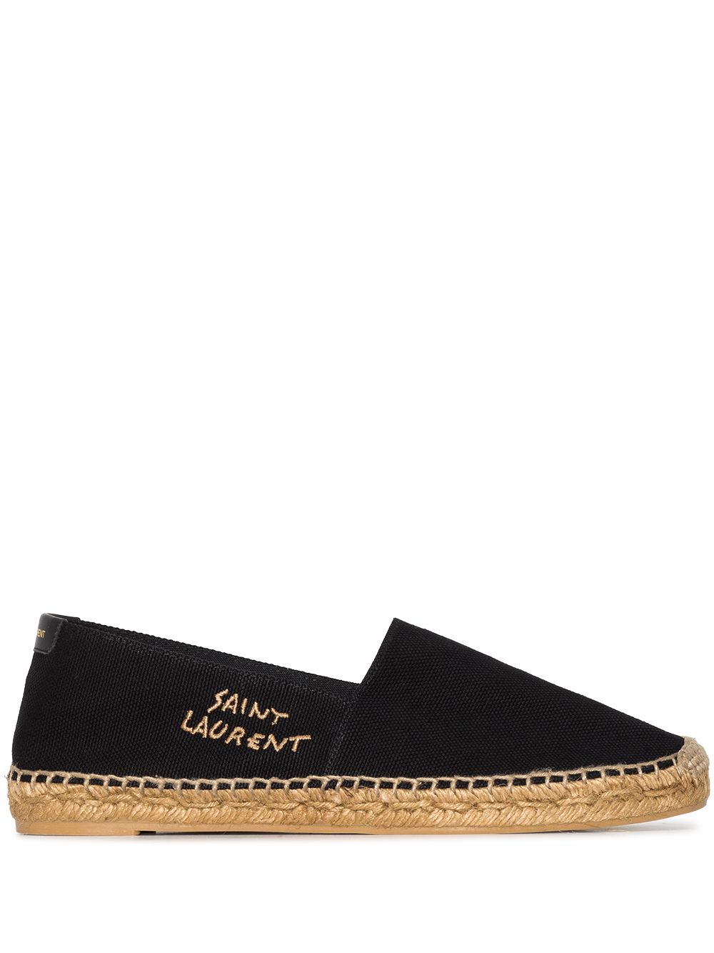 Saint Laurent 圣罗兰 logo刺绣草编鞋 - 黑色