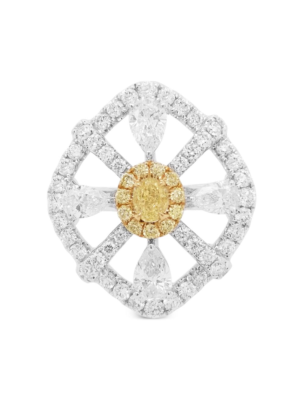 HYT Jewelry 18K白金黄金钻石戒指 - 银色