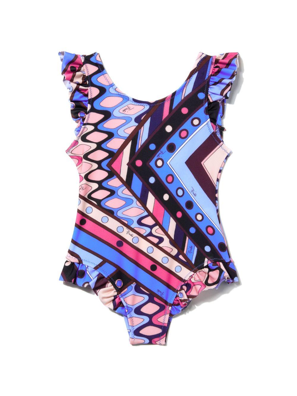 PUCCI Junior Vivara 印花连体泳衣 - 蓝色