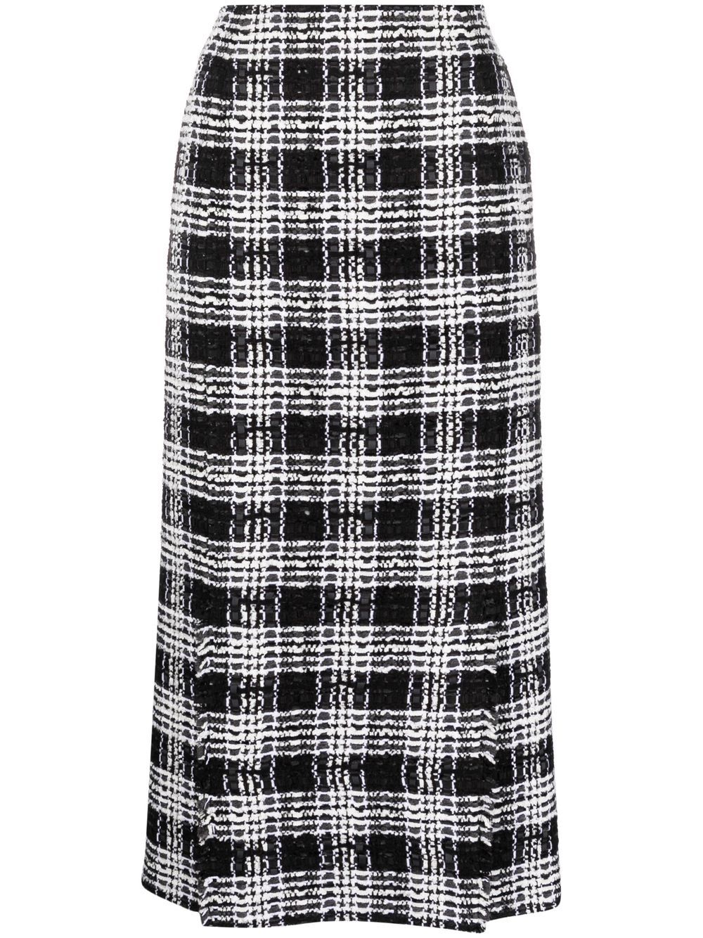 Thom Browne 格纹图案过膝半身裙 - 黑色