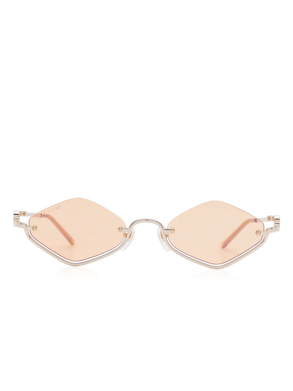 Gucci Eyewear Upside Down 菱形太阳眼镜 - 金色