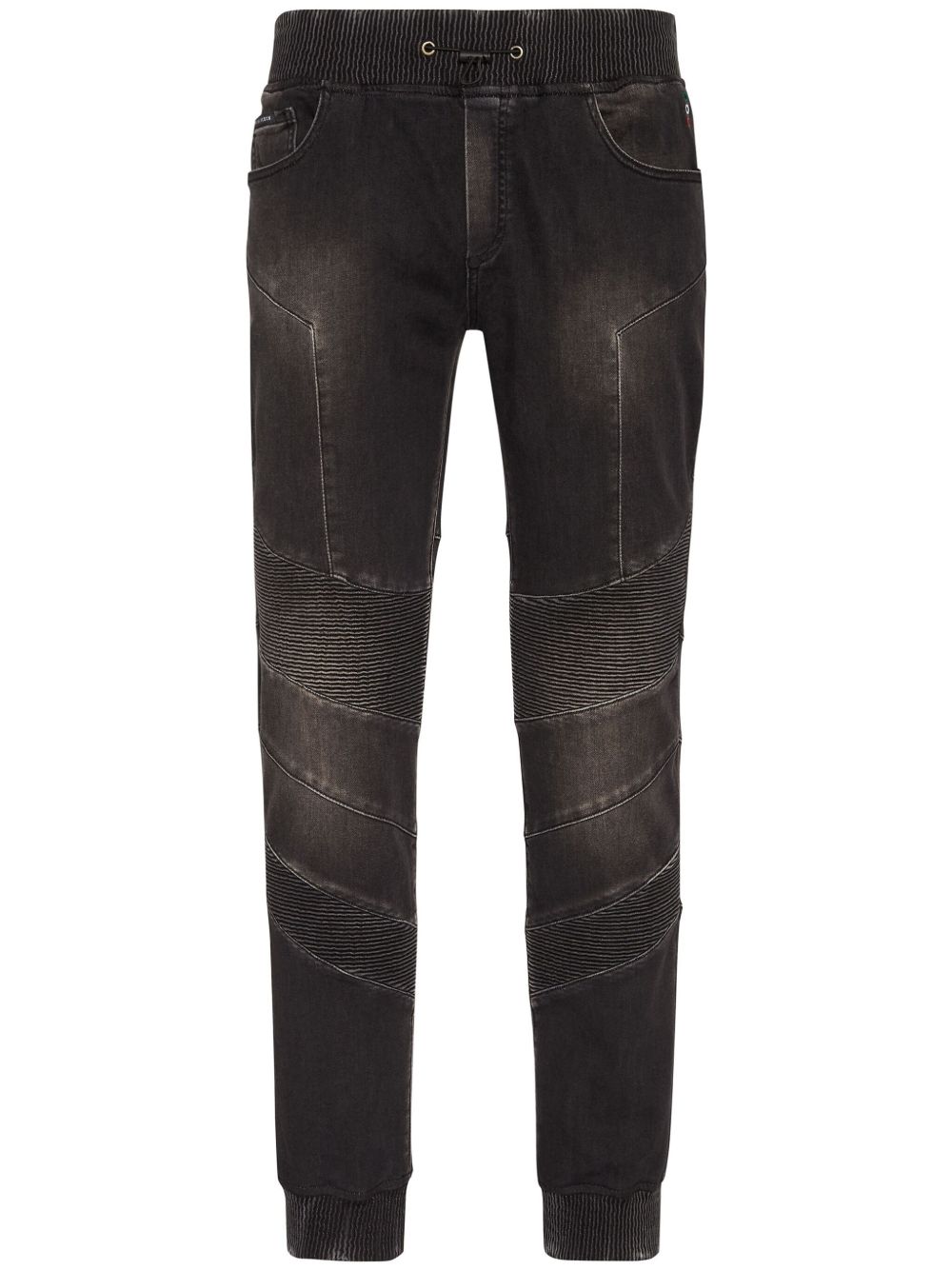 Philipp Plein 抽绳紧身牛仔裤 - 黑色