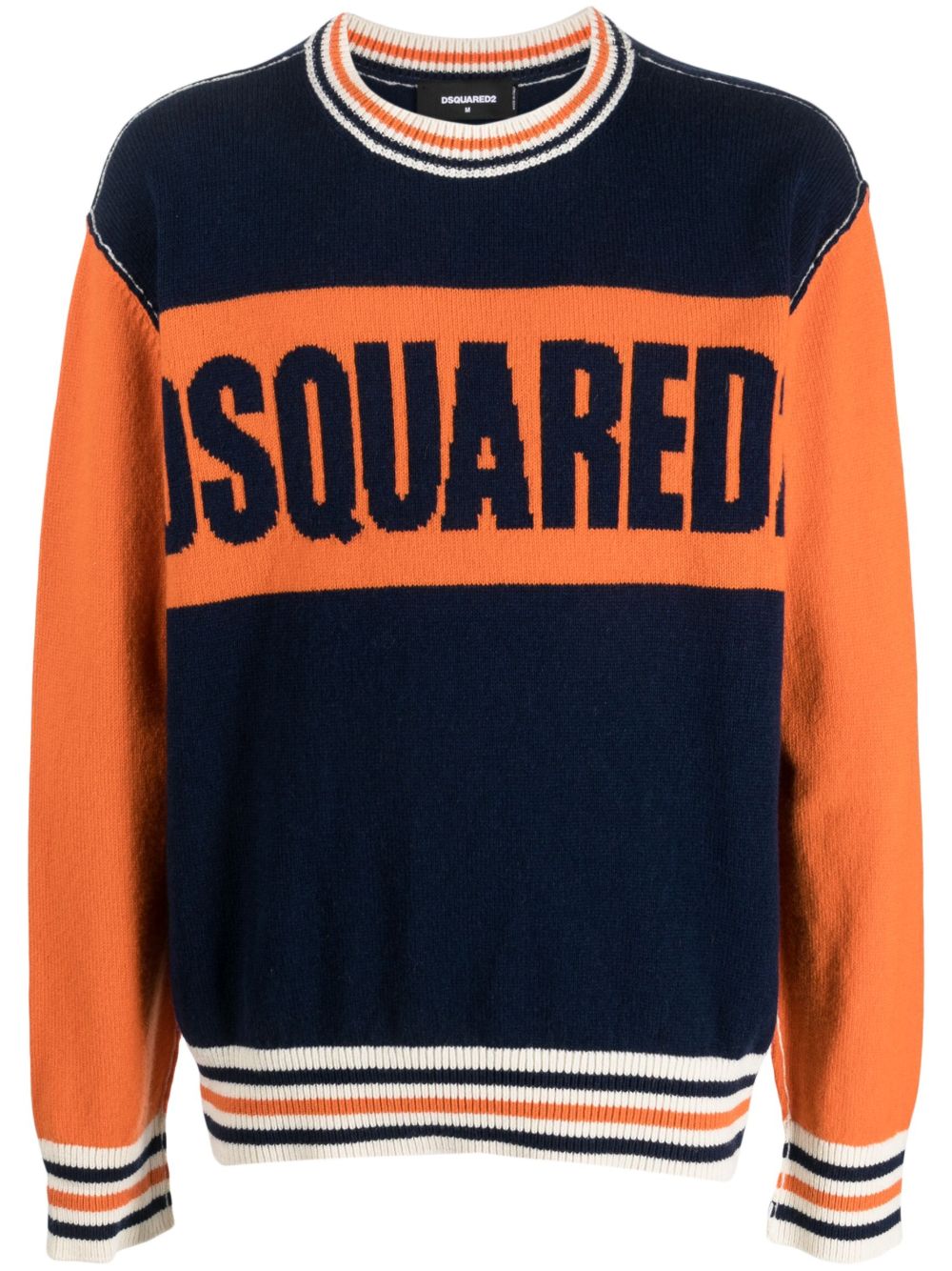DSQUARED2 College logo嵌花圆领毛衣 - 蓝色