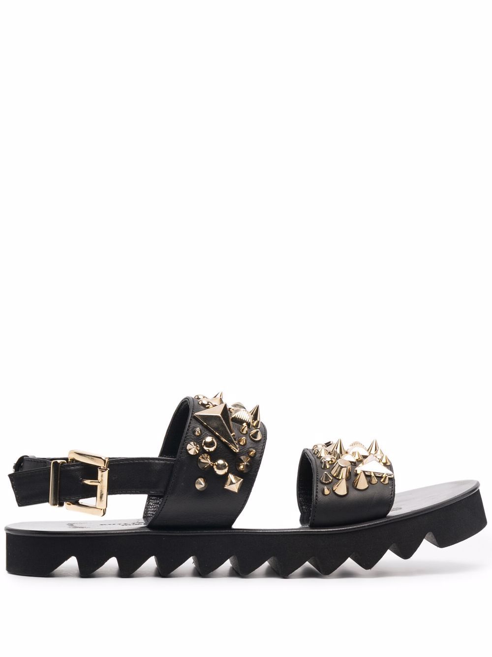 Philipp Plein 铆钉皮质凉鞋 - 黑色