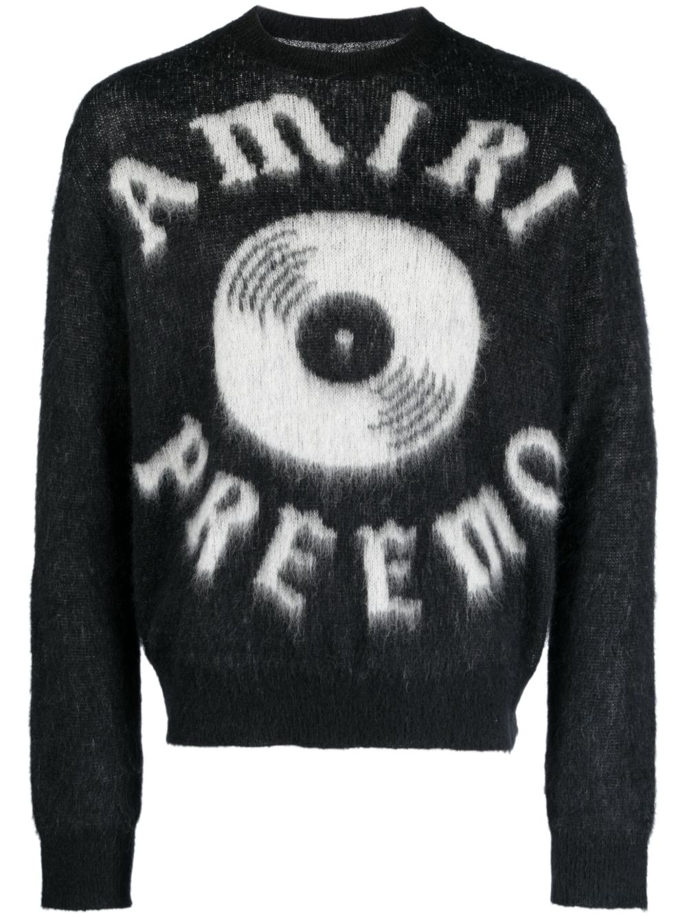 AMIRI 拉绒效果logo印花毛衣 - 黑色
