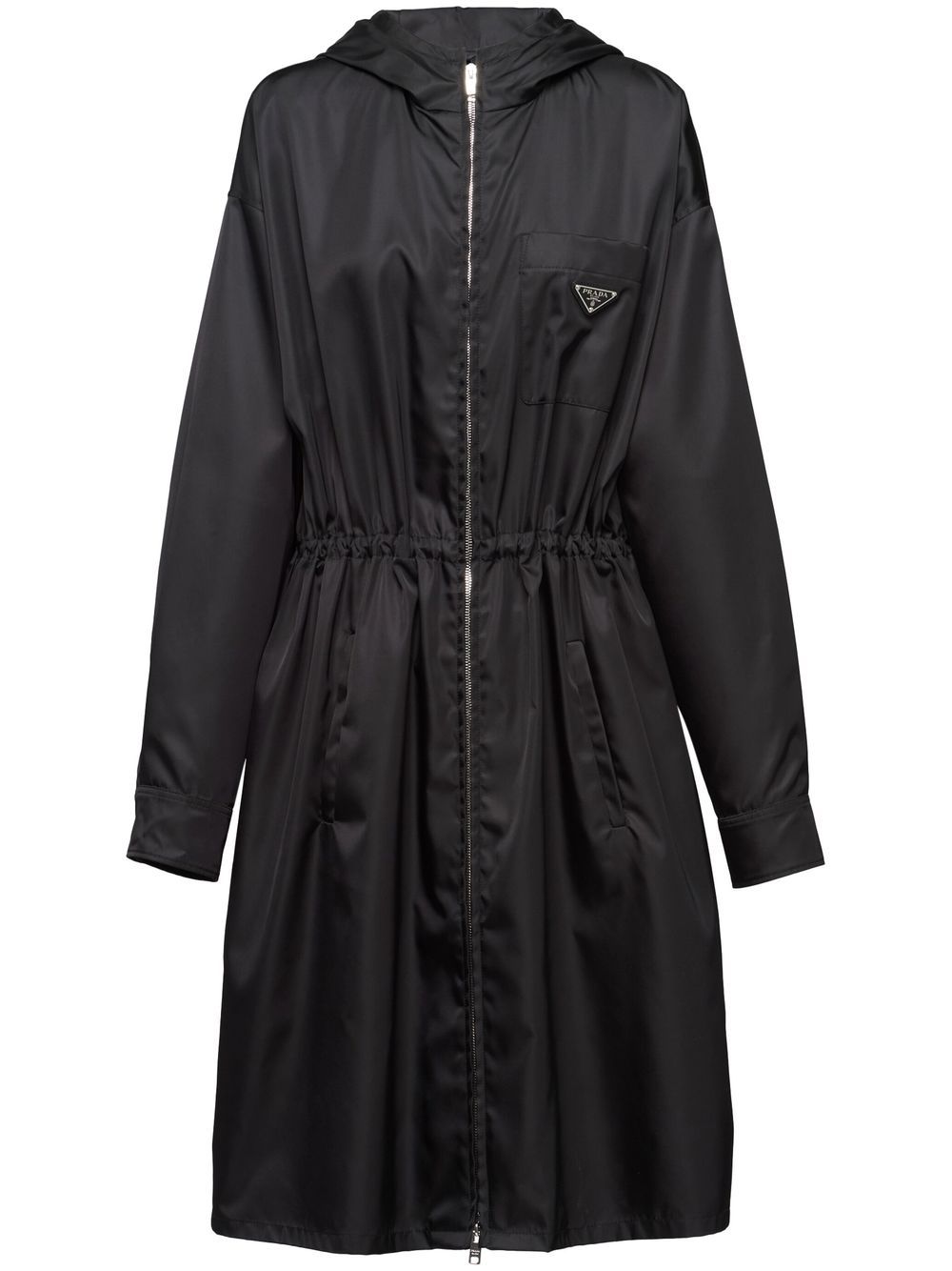 Prada Re-Nylon 连帽雨衣 - 黑色