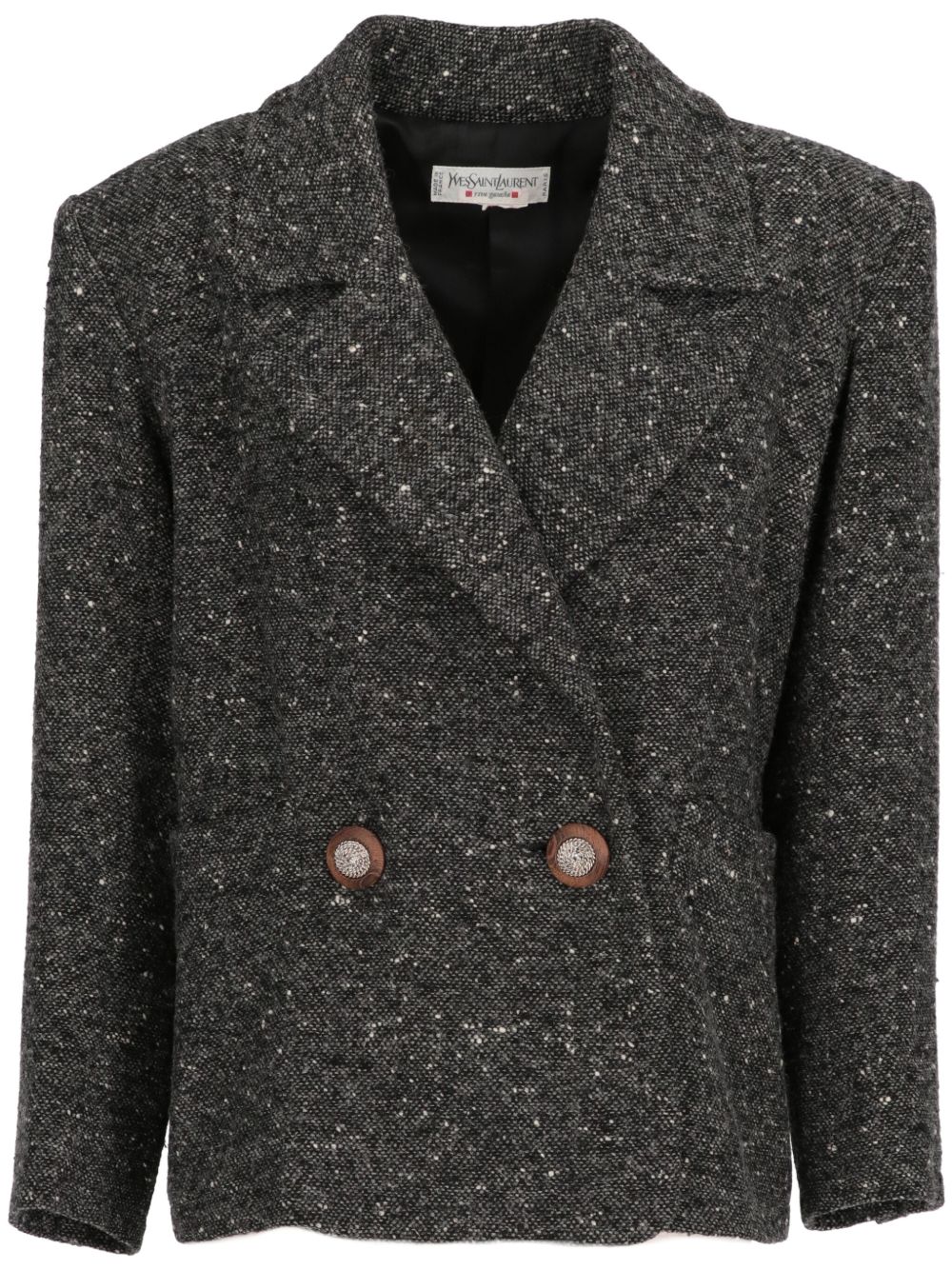 Saint Laurent Pre-Owned 大理石纹羊毛夹克（1980年典藏款） - 灰色