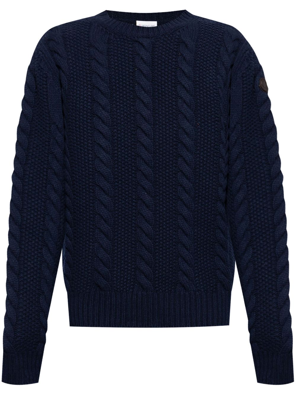 Moncler 标贴绞花针织毛衣 - 蓝色