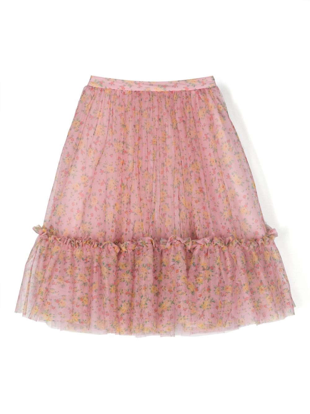 Philosophy Di Lorenzo Serafini Kids 花卉印花薄纱半身裙 - 粉色