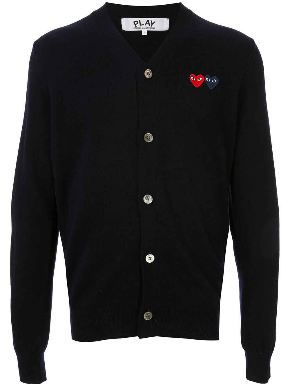 Comme Des Garçons Play logo刺绣开衫 - 蓝色