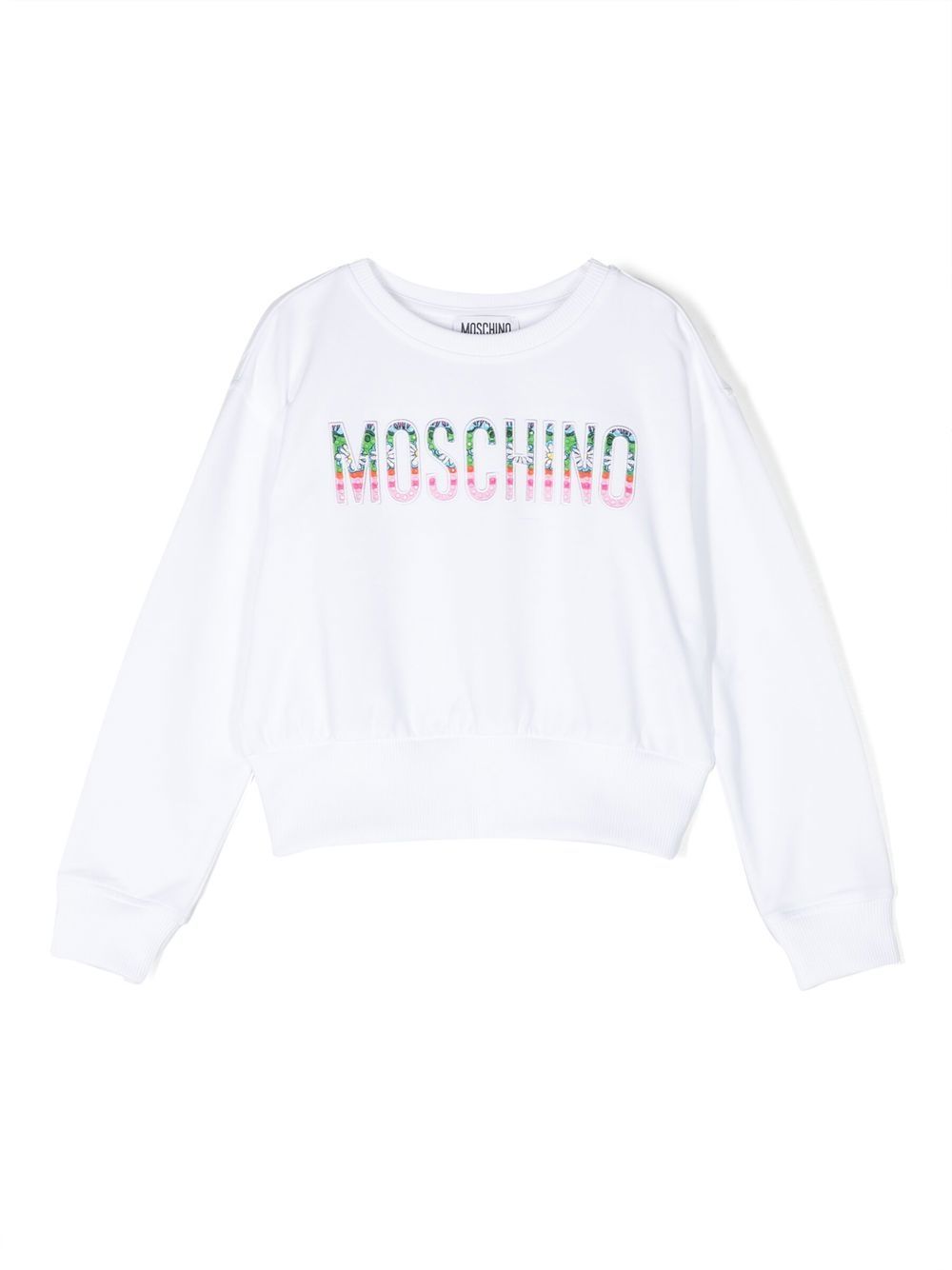 Moschino Kids logo印花细节卫衣 - 白色