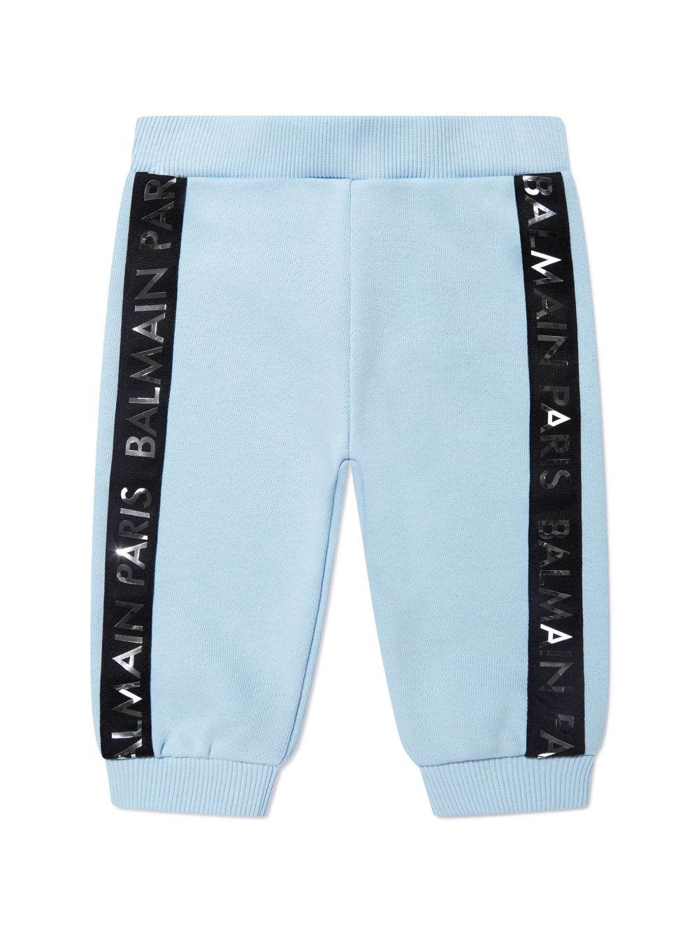 Balmain Kids 金属感logo棉运动裤 - 蓝色
