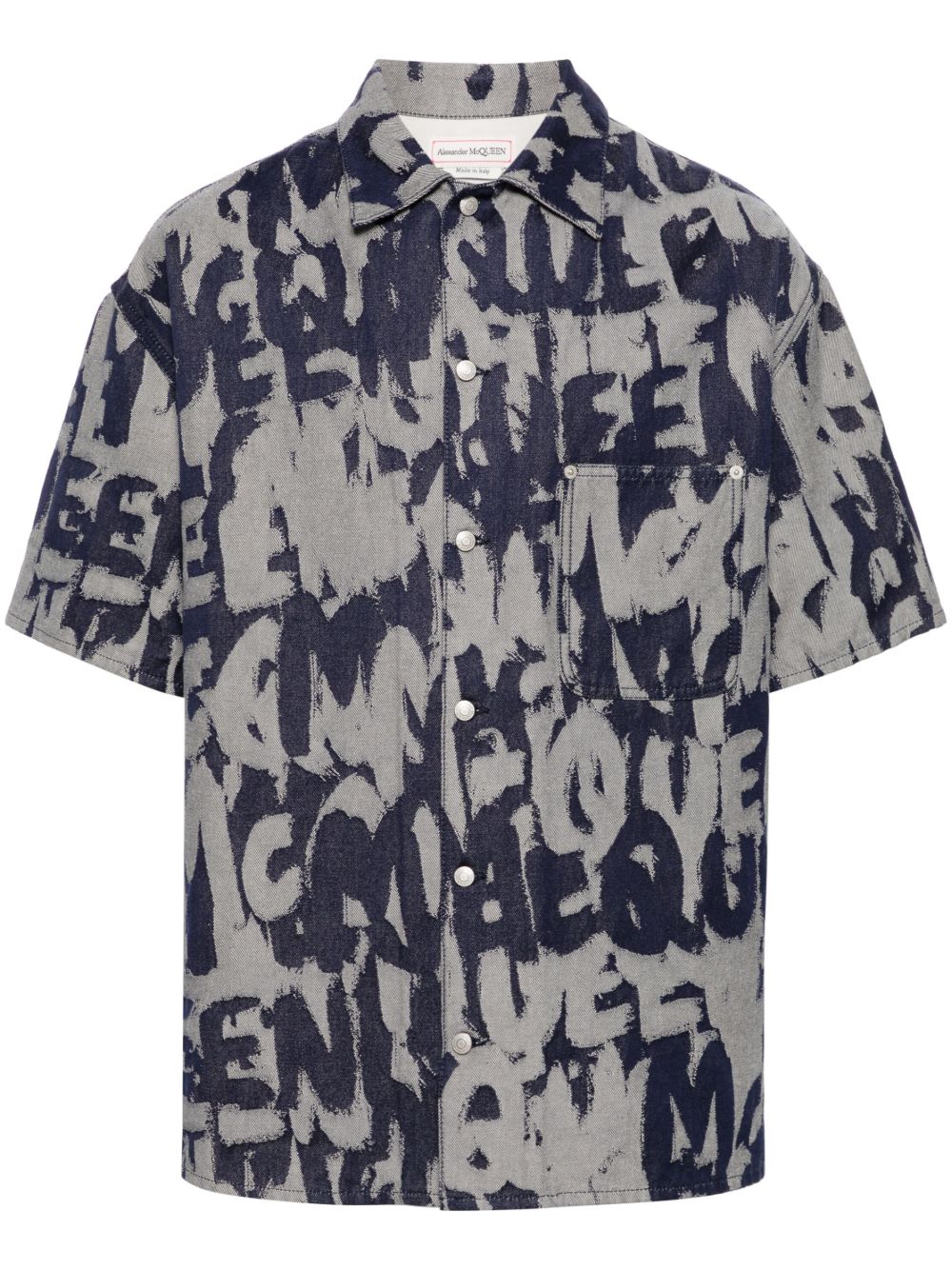 Alexander McQueen McQueen 涂鸦牛仔衬衫 - 蓝色
