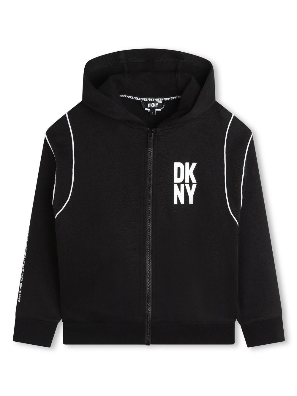 Dkny Kids logo印花连帽开衫 - 黑色