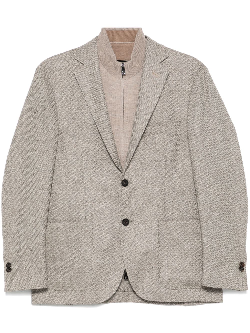 Corneliani 层搭西装夹克 - 褐色