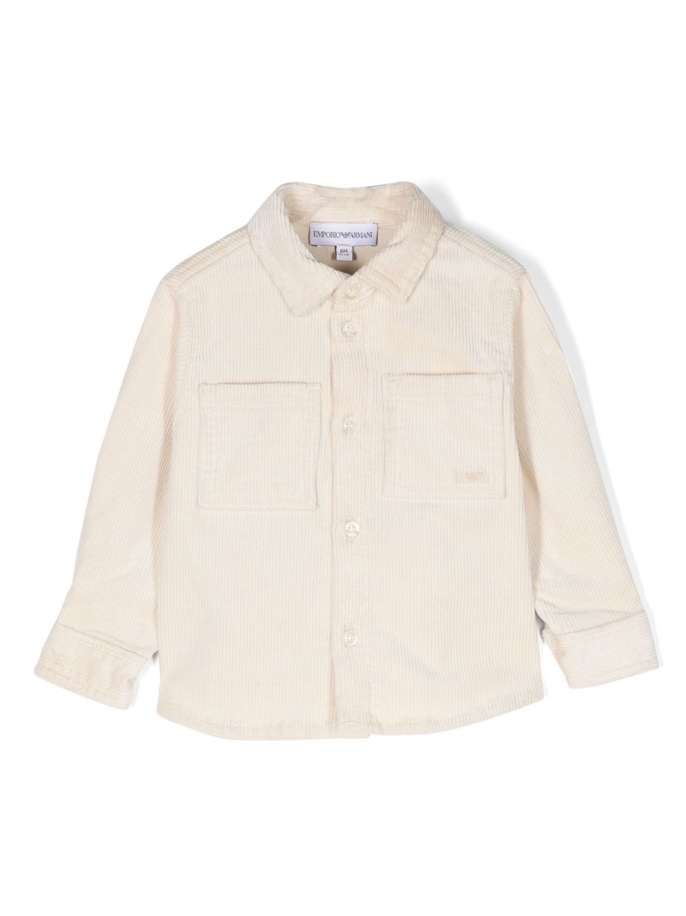 Emporio Armani Kids logo刺绣灯芯绒衬衫 - 中性色