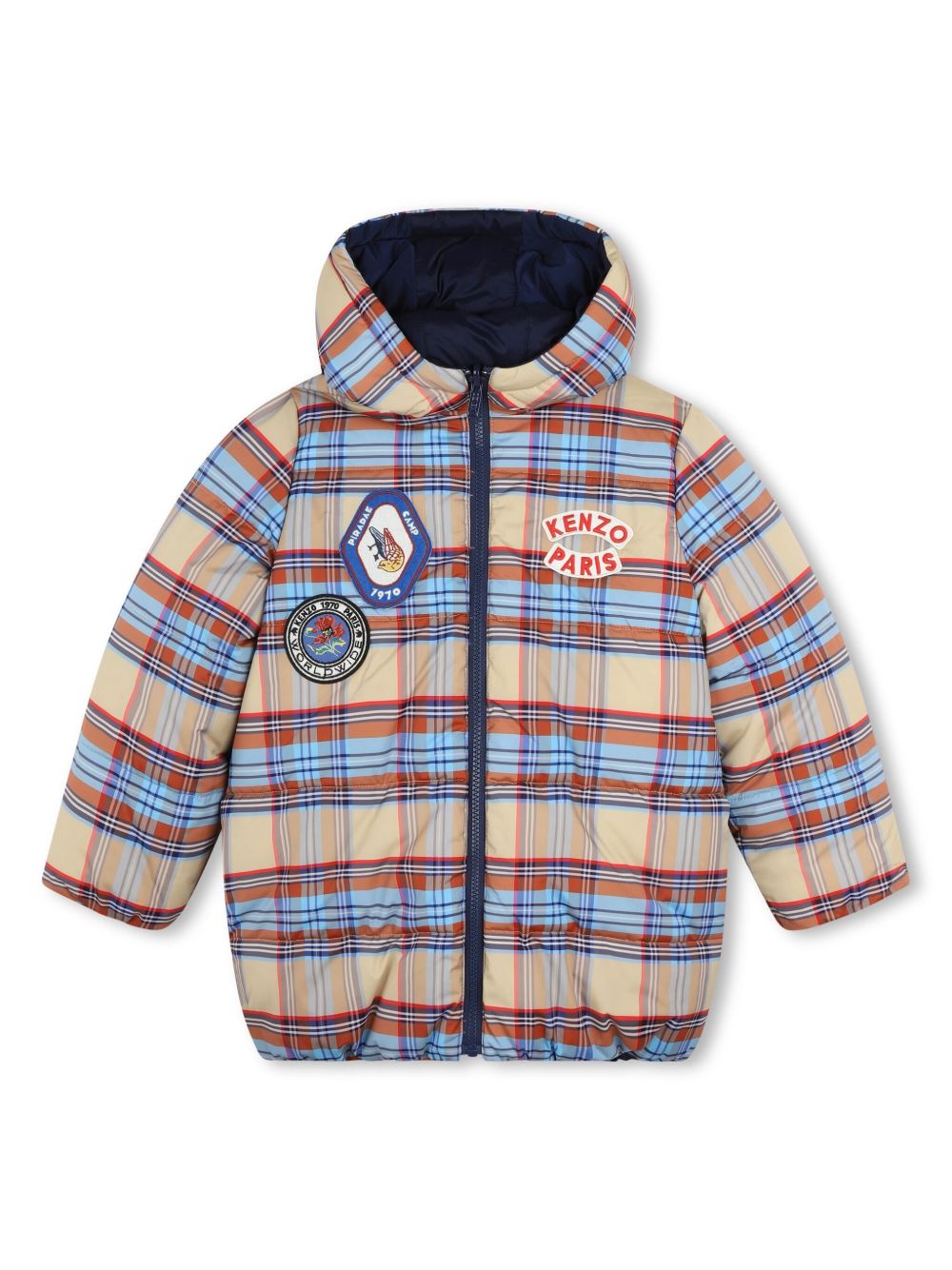 Kenzo Kids 双面连帽蓬松夹克 - 中性色