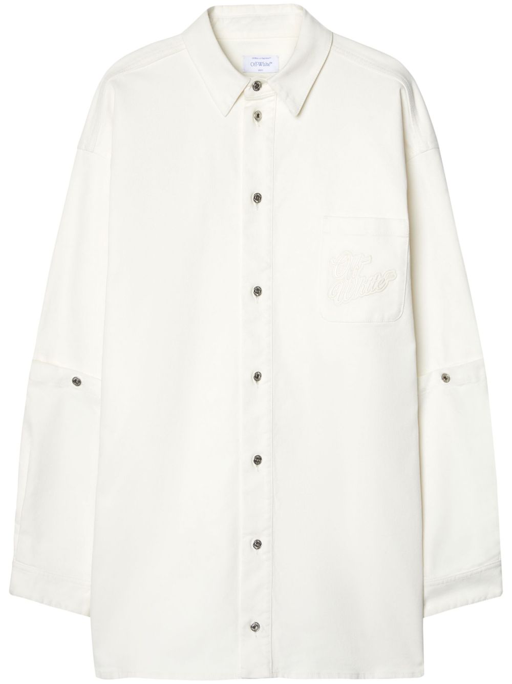 Off-White 90年代风格logo贴花棉衬衫 - 白色
