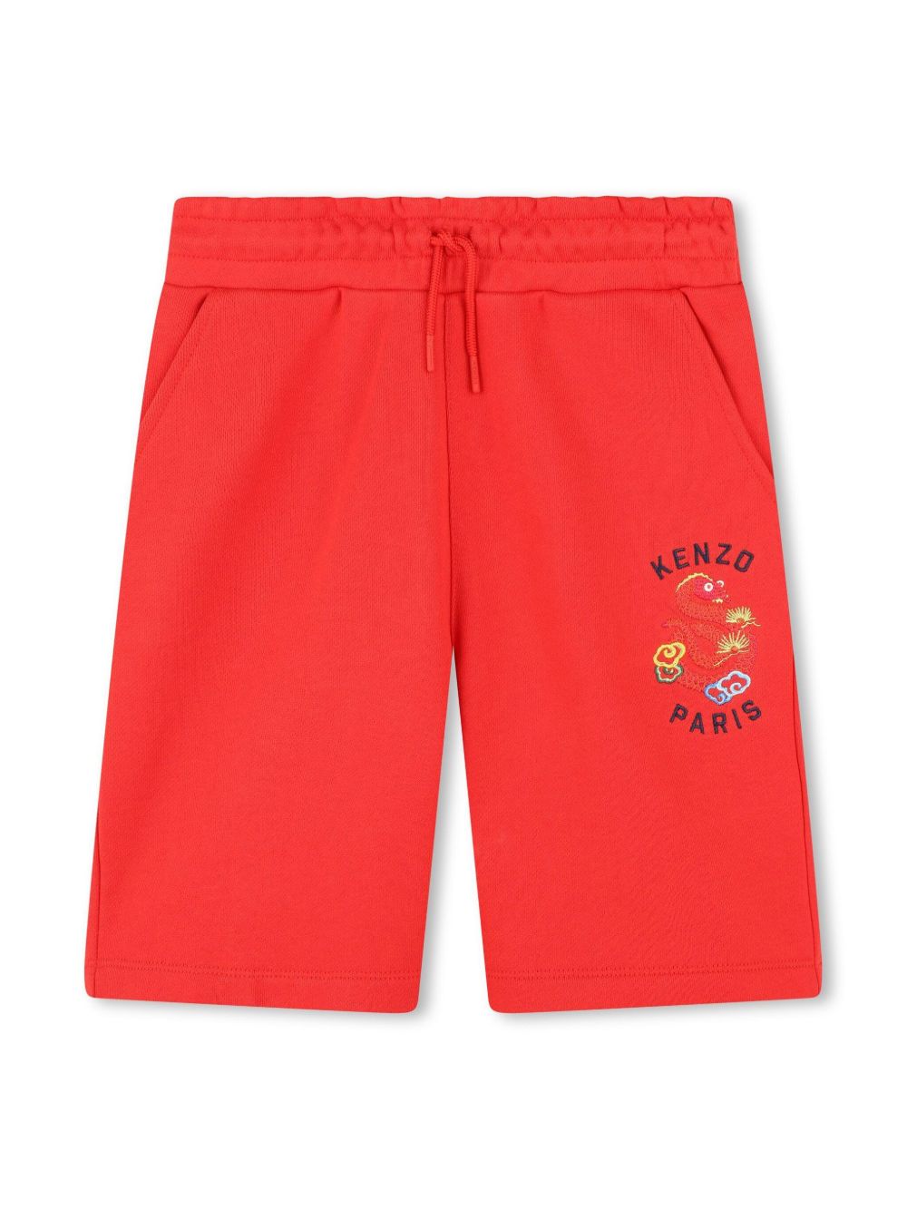 Kenzo Kids 蛇刺绣运动短裤 - 红色