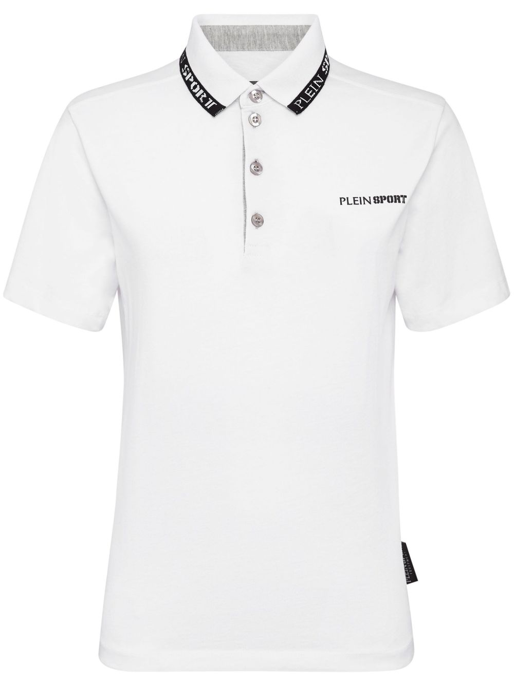 Plein Sport logo印花棉polo衫 - 白色
