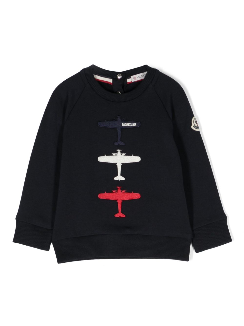 Moncler Enfant 图案刺绣棉卫衣 - 蓝色