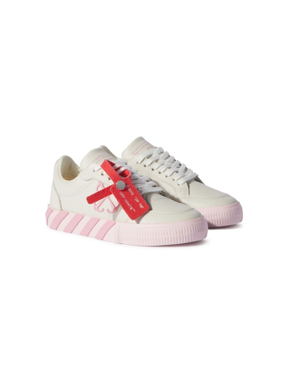 Off-White Kids Low Vulcanized 皮质运动鞋 - 白色