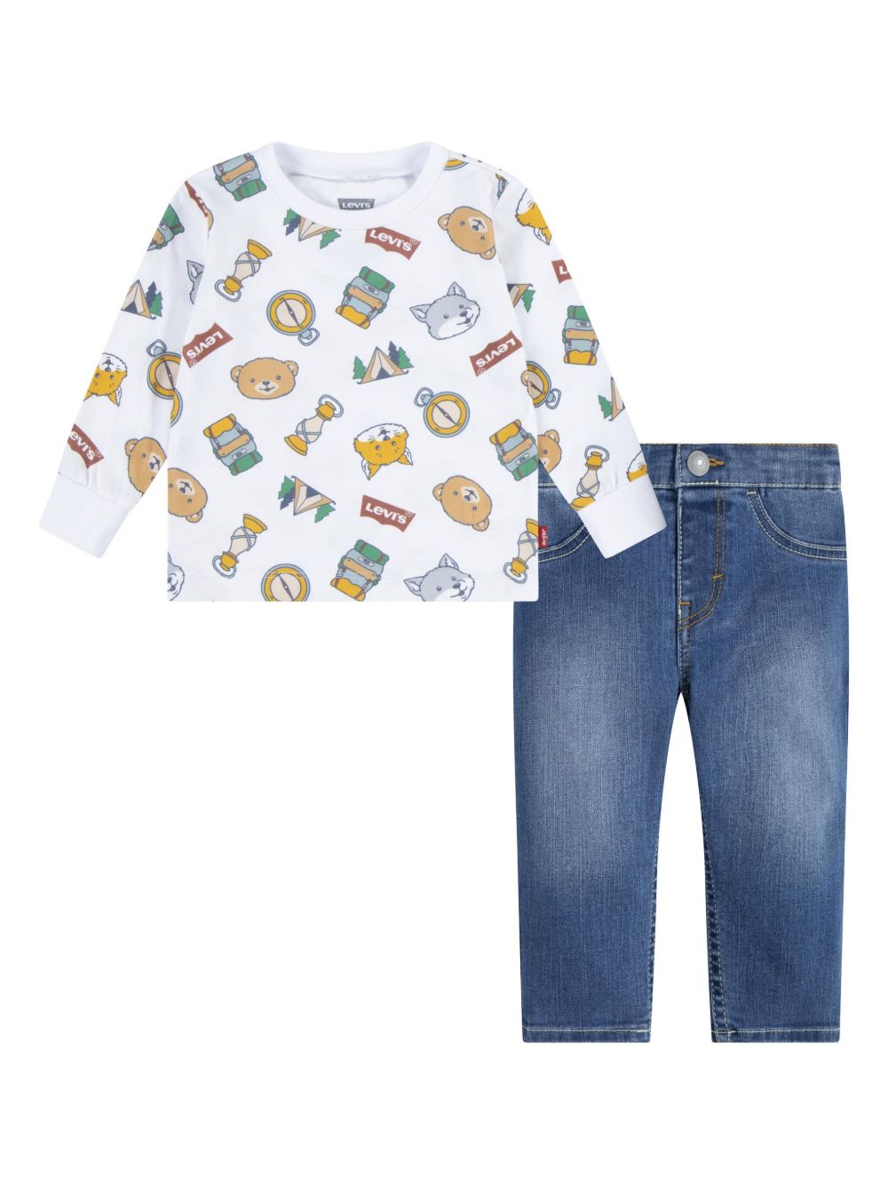 Levi's Kids logo印花长裤套装 - 蓝色