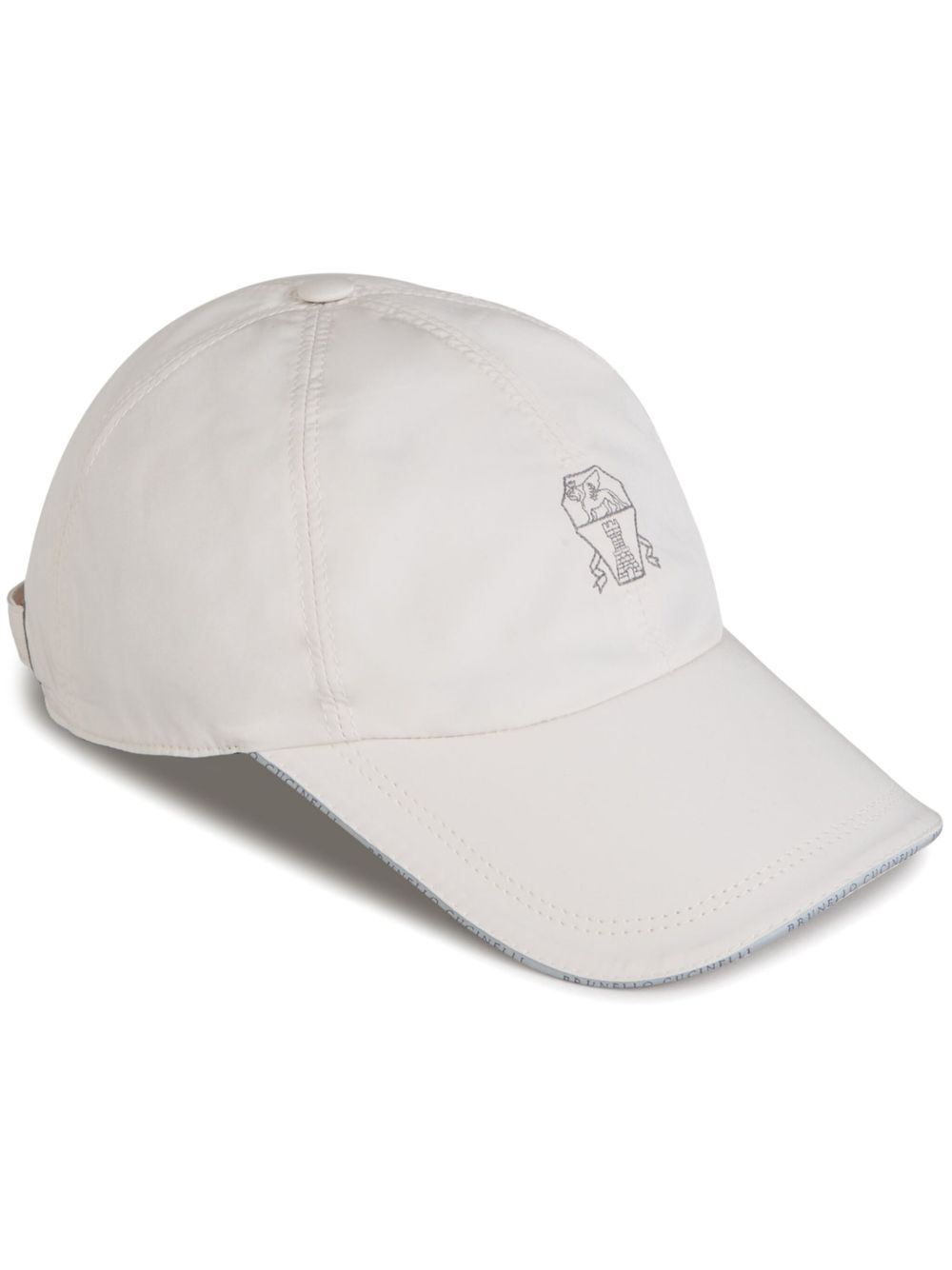 Brunello Cucinelli logo刺绣棒球帽 - 白色