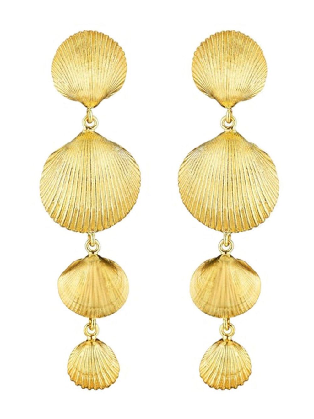 Cadar 18K黄金 Shell 吊饰耳环 - 金色
