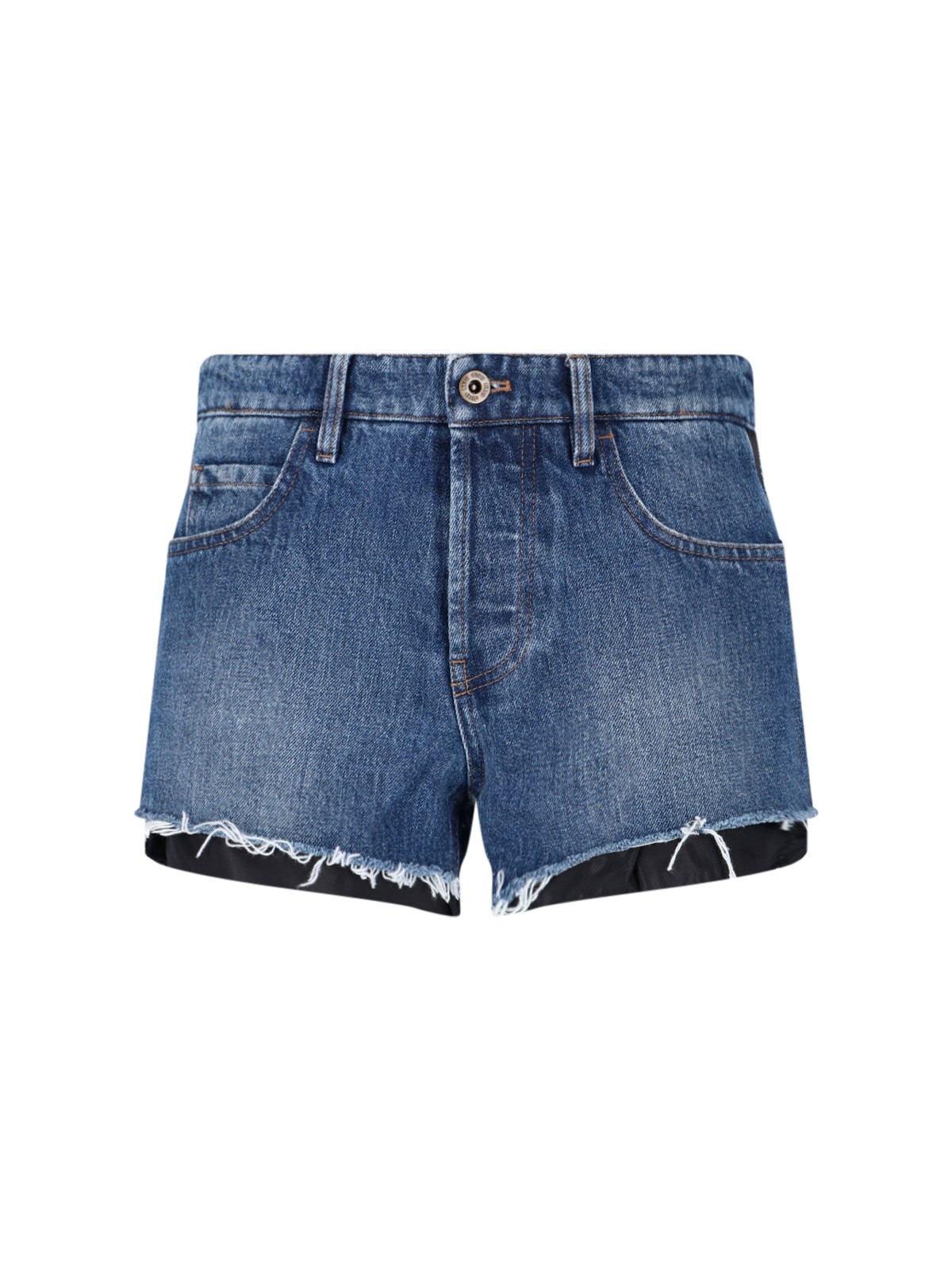miu miu Denim Logo Shorts