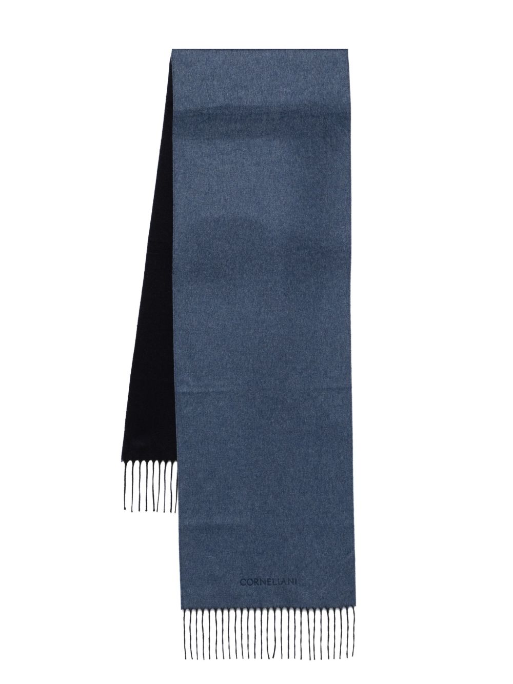 Corneliani logo刺绣围巾 - 蓝色