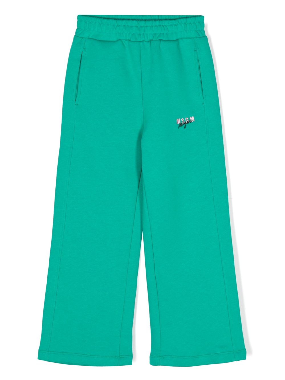 MSGM Kids 抓绒运动裤 - 绿色