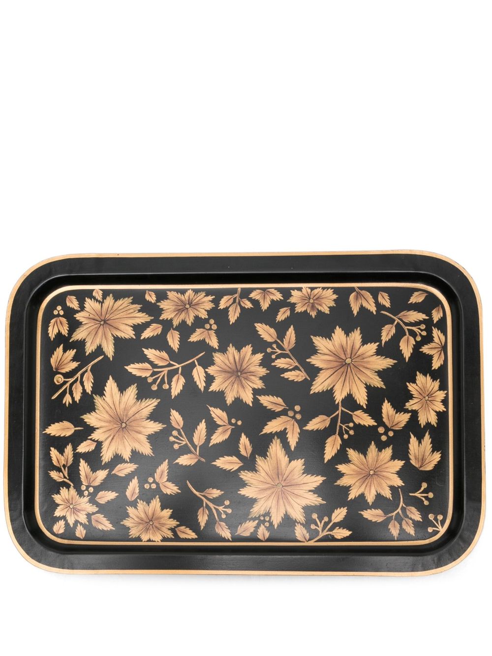 Les-Ottomans x Browns 花卉印花铁托盘（43厘米 x 30厘米） - 黑色