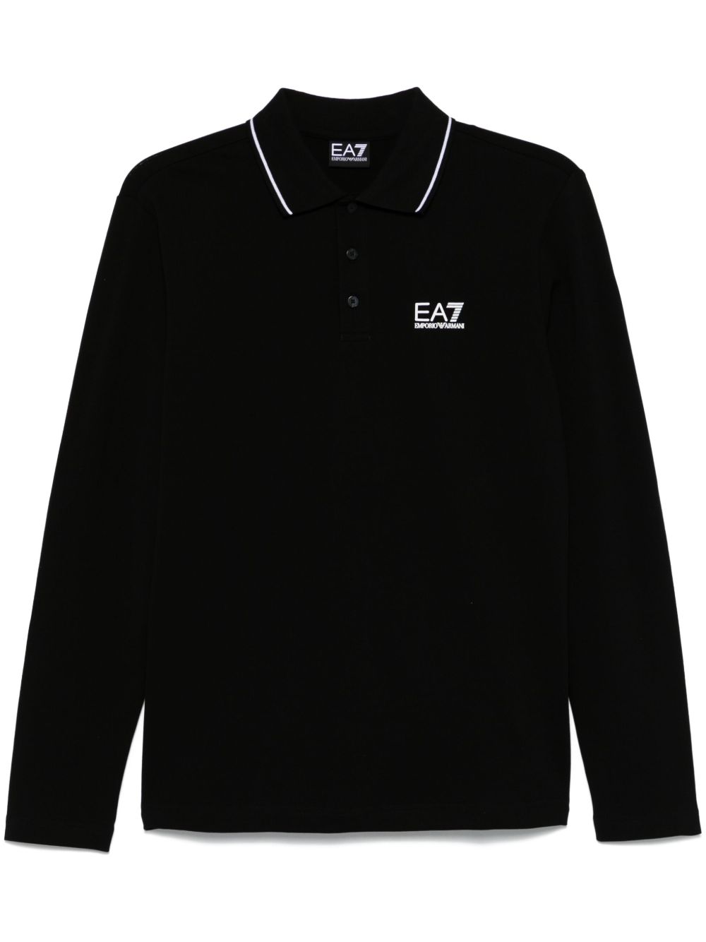 Ea7 Emporio Armani logo印花polo衫 - 黑色