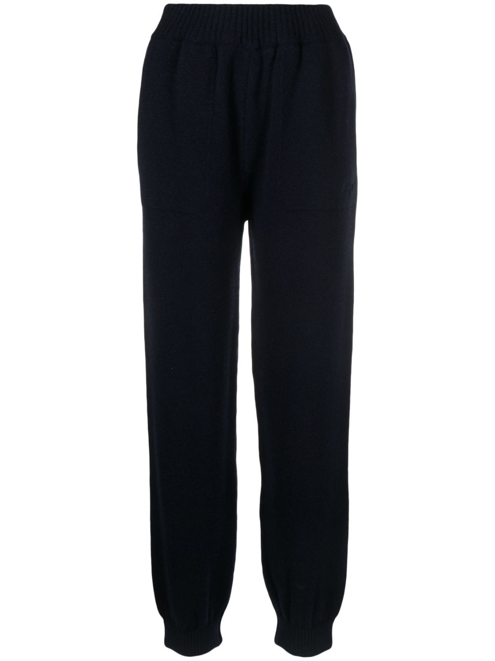 MSGM logo刺绣细节针织长裤 - 蓝色