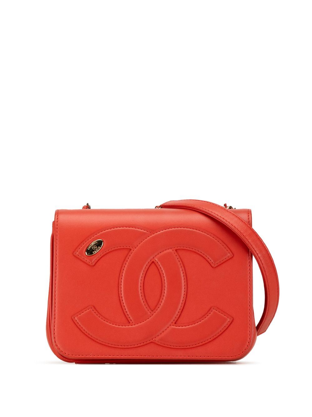 CHANEL Pre-Owned CC Mania Flap 小羊皮斜挎包（2019年典藏款） - 红色