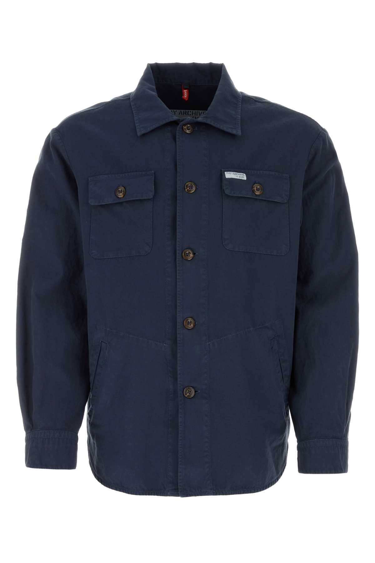 Fay Navy Blue Cotton Blend Shirt