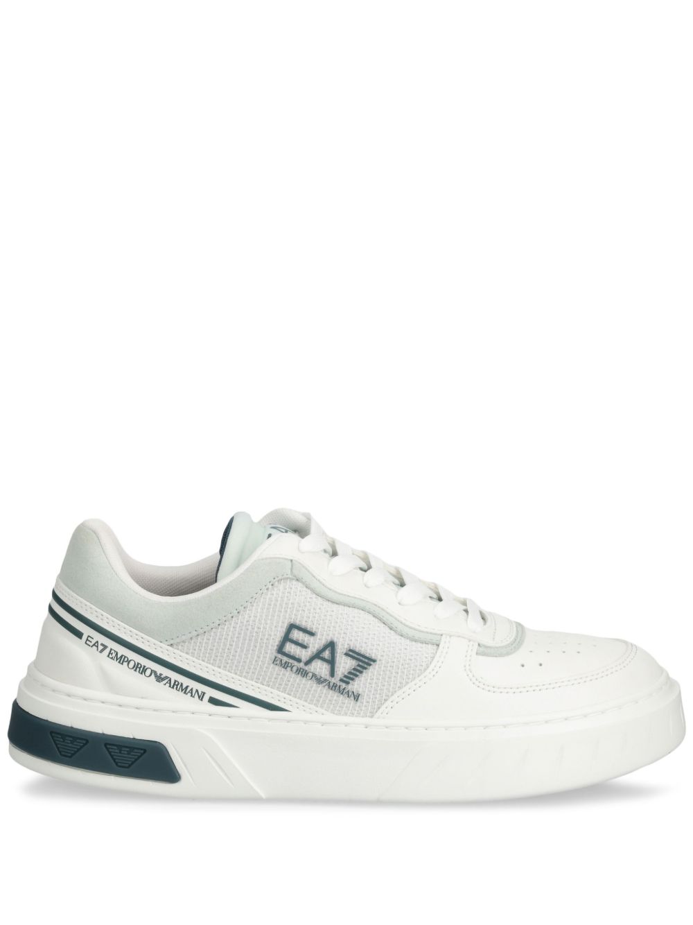 Ea7 Emporio Armani logo印花拼接运动鞋 - 白色
