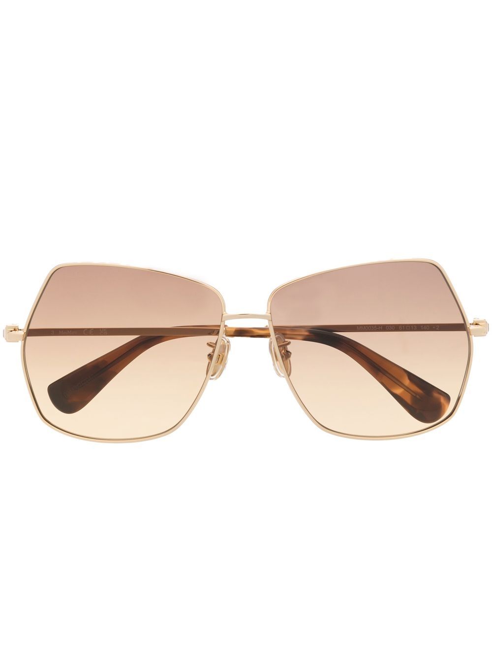 Max Mara Eyewear 渐色镜片超大框太阳眼镜 - 金色