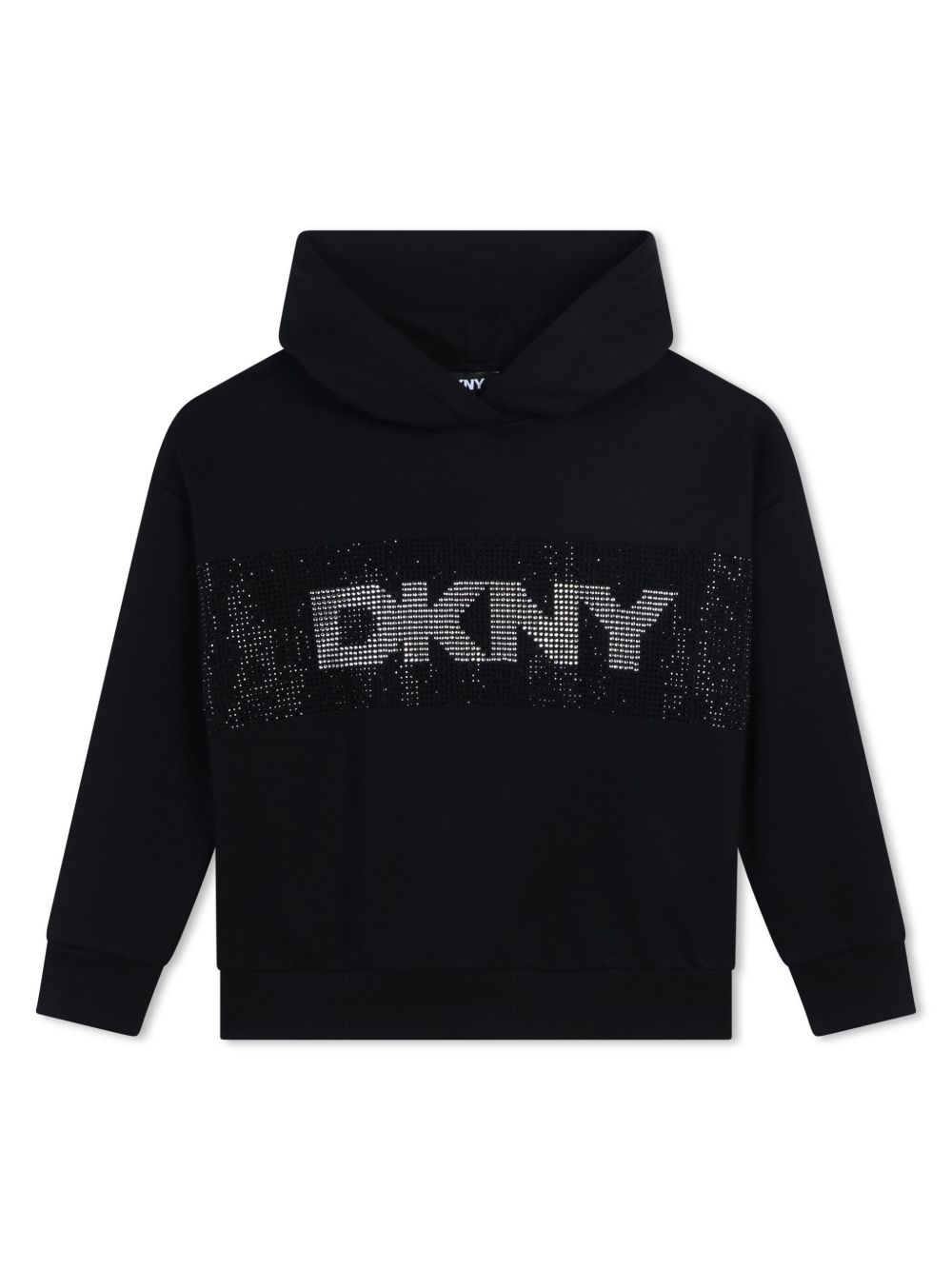 Dkny Kids logo印花棉连帽衫 - 黑色