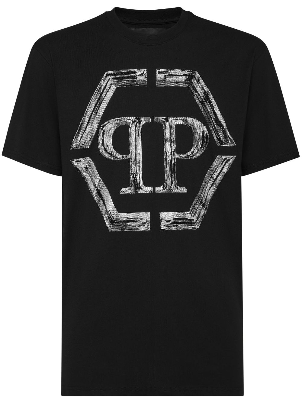 Philipp Plein SS Strass Hexagon T恤 - 黑色