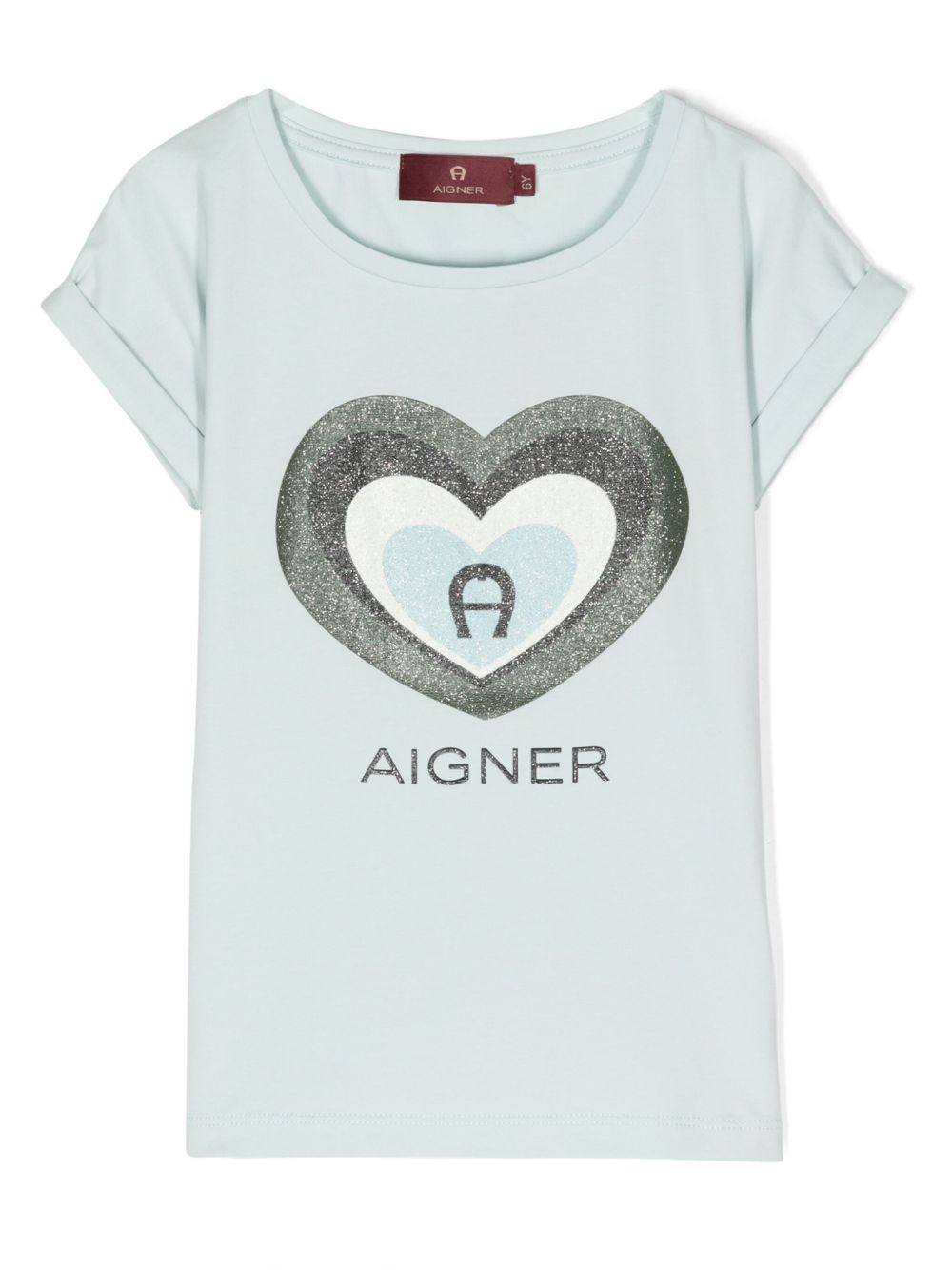 Aigner Kids logo印花棉T恤 - 蓝色