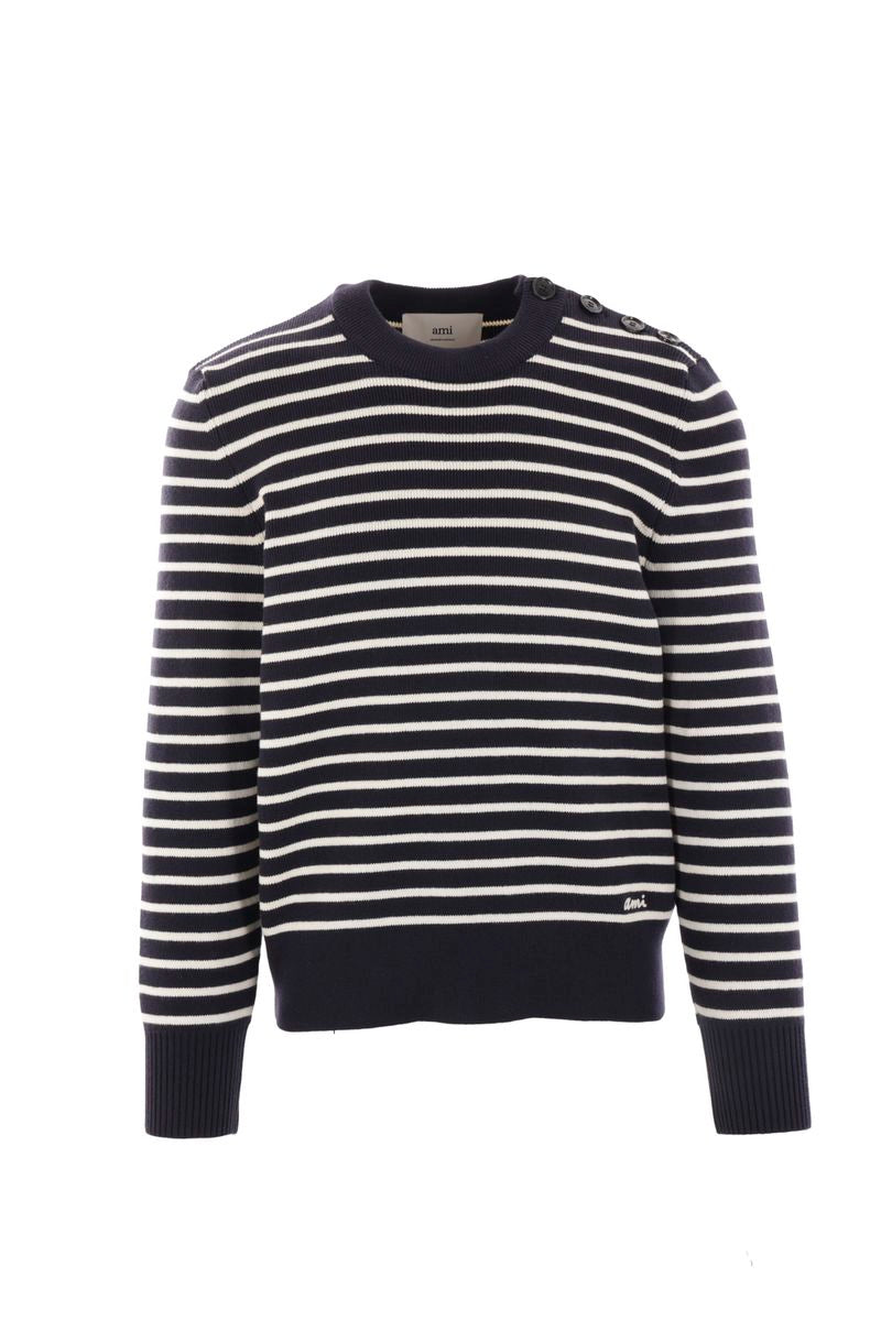 AMI Paris Wool And Cotton Blend Sailor Sweater