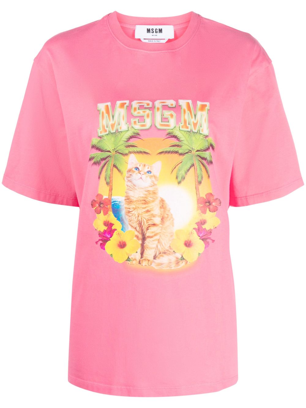MSGM 图案印花棉T恤 - 粉色