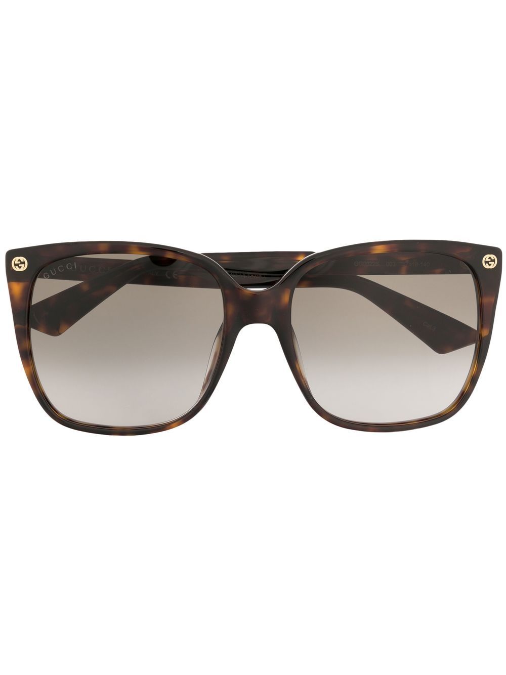 Gucci Eyewear 玳瑁纹方框太阳眼镜 - 褐色