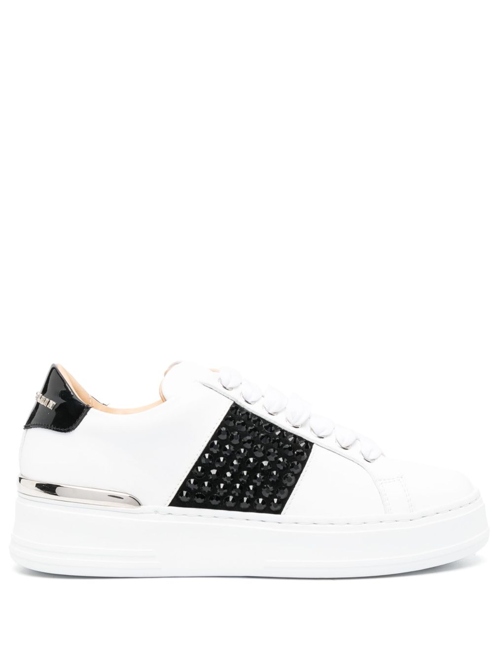 Philipp Plein logo皮质运动鞋 - 白色